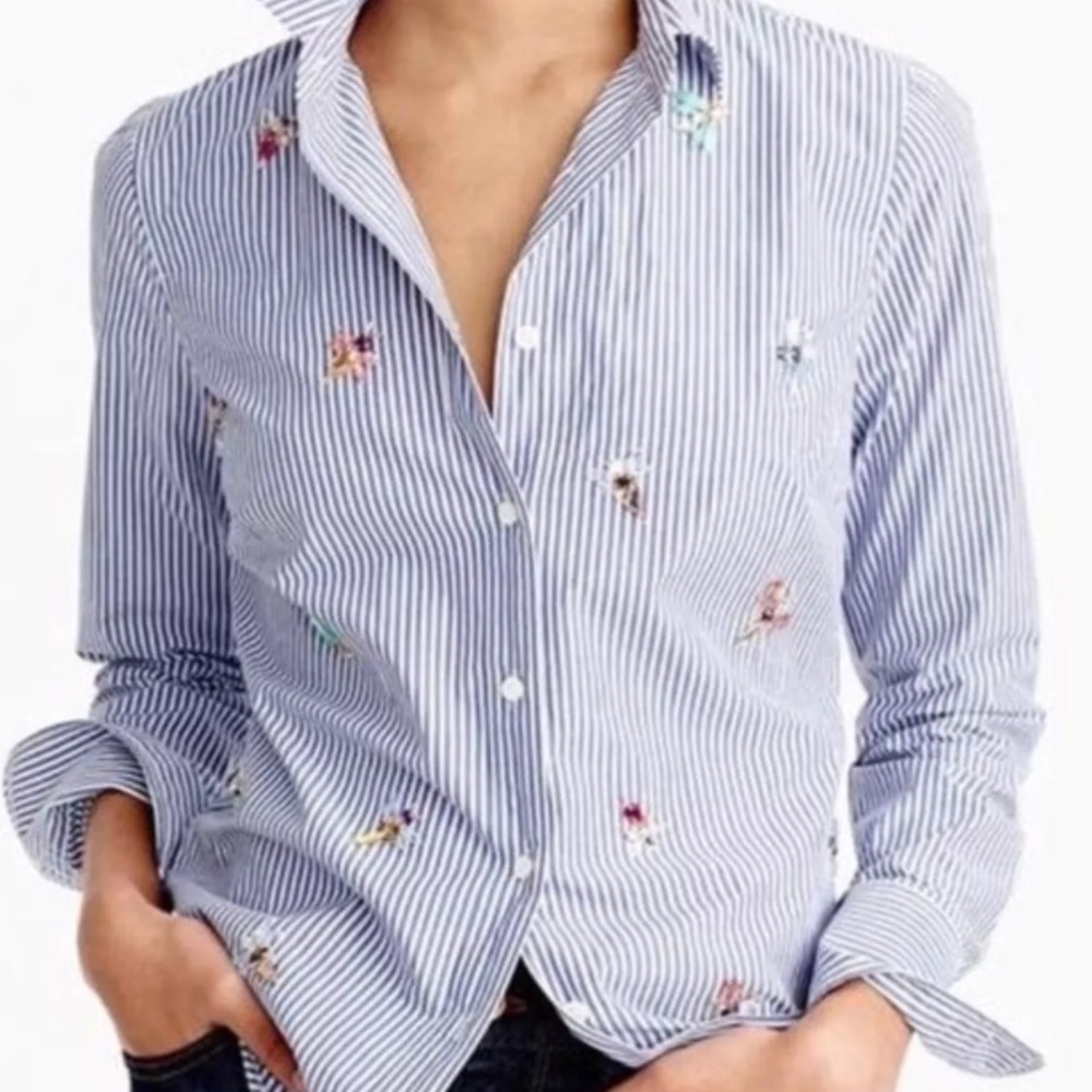 COPY - J crew bee embellished jewel button down t…